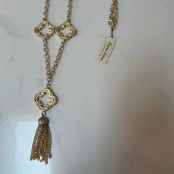 Susan Shaw Clover Leaf Goldtone Statement Necklace NWT - Picture 5 of 5